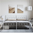 Pemberly Row Contemporary 72 x 84 Steel Bed Frame in White Finish