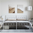 Pemberly Row Contemporary 76 x 80 Steel Bed Frame in White Finish