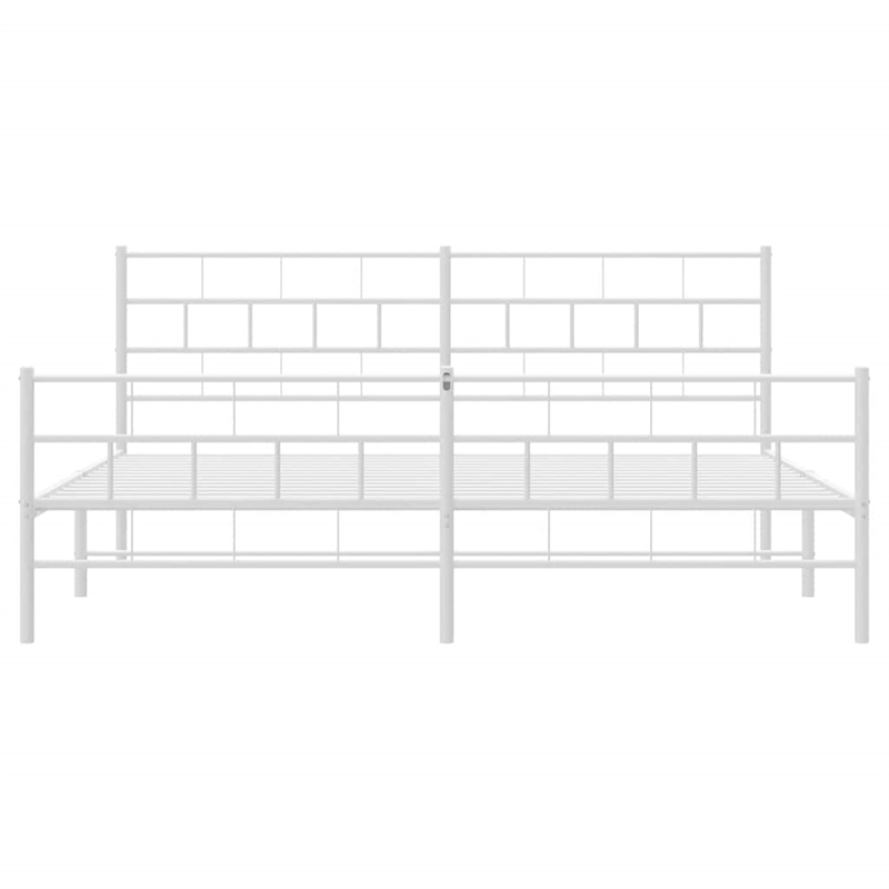 Pemberly Row Contemporary 76 x 80 Steel Bed Frame in White Finish
