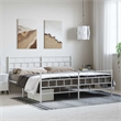 Pemberly Row Contemporary 76 x 80 Steel Bed Frame in White Finish