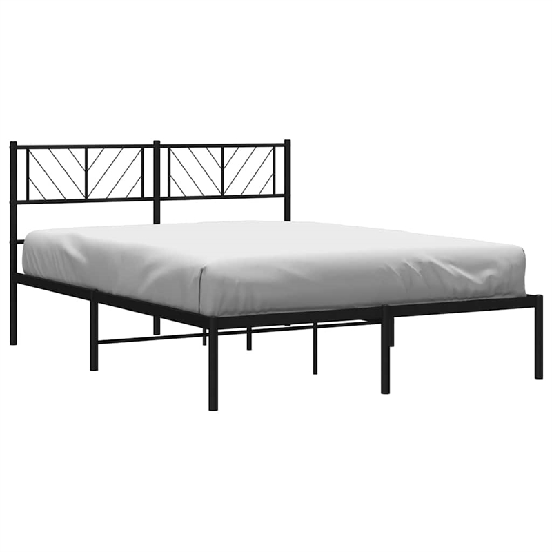 Pemberly Row Powder-Coated Steel Full/Double Bed Frame in Black