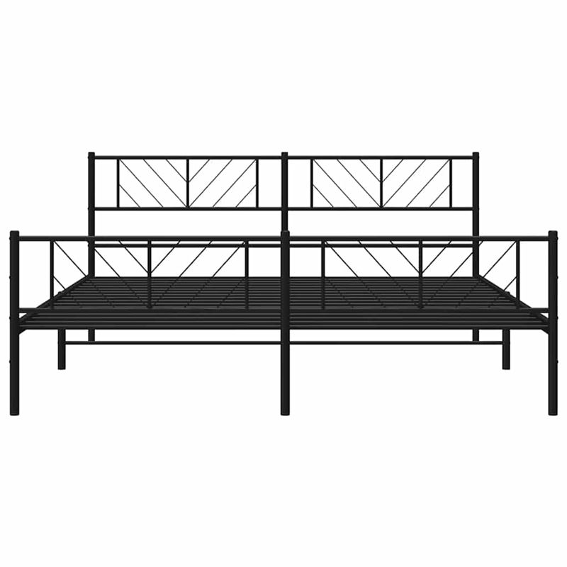 Pemberly Row Contemporary 72 x 84 Powder-Coated Metal Bed Frame in Black