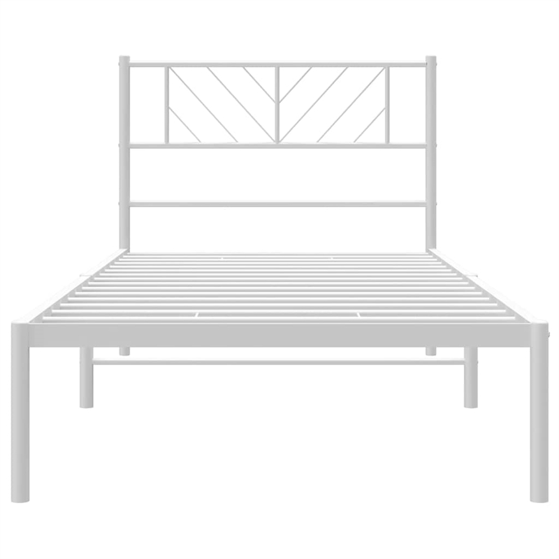 Pemberly Row Rectangular Powder-Coated Steel Twin Bed Frame in White