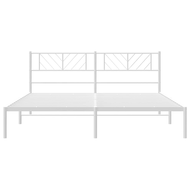 Pemberly Row Contemporary 72 x 84 Steel Bed Frame in White Finish
