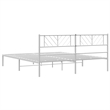 Pemberly Row Contemporary 72 x 84 Steel Bed Frame in White Finish