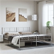 Pemberly Row Metal 76 x 80 Powder-Coated Steel Bed Frame in White
