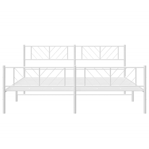 Pemberly Row Metal 76 x 80 Powder-Coated Steel Bed Frame in White