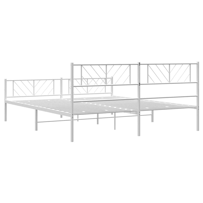 Pemberly Row Metal 76 x 80 Powder-Coated Steel Bed Frame in White