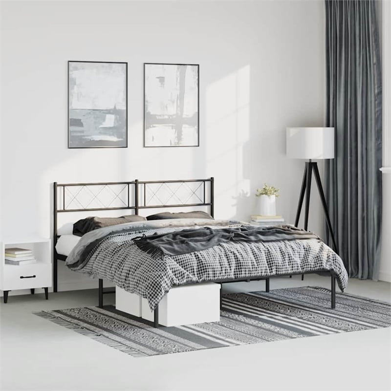 Pemberly Row Contemporary Engineered Wood King Bed Frame in Black