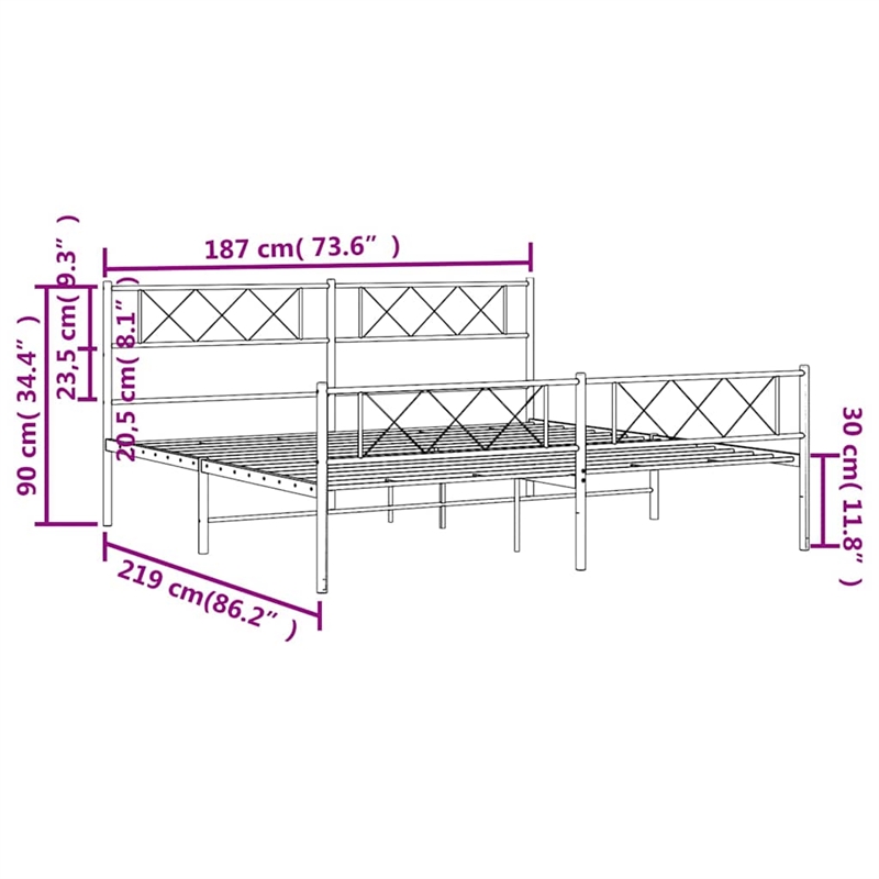 Pemberly Row 72 x 84 Black Powder-Coated Stee Bed Frame in Black