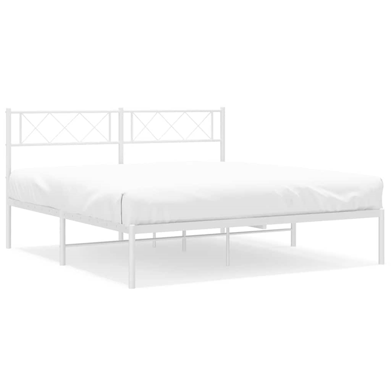 Pemberly Row Contemporary 53.1 x 74.8 Metal Bed Frame in White