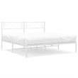 Pemberly Row Contemporary 53.1 x 74.8 Metal Bed Frame in White