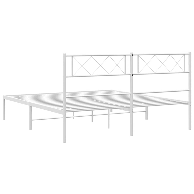 Pemberly Row Contemporary 53.1 x 74.8 Metal Bed Frame in White