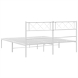 Pemberly Row Contemporary 53.1 x 74.8 Metal Bed Frame in White
