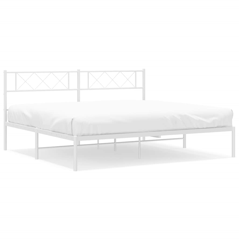 Pemberly Row 72 x 82.9 Black Powder-Coated Stee Bed Frame in White
