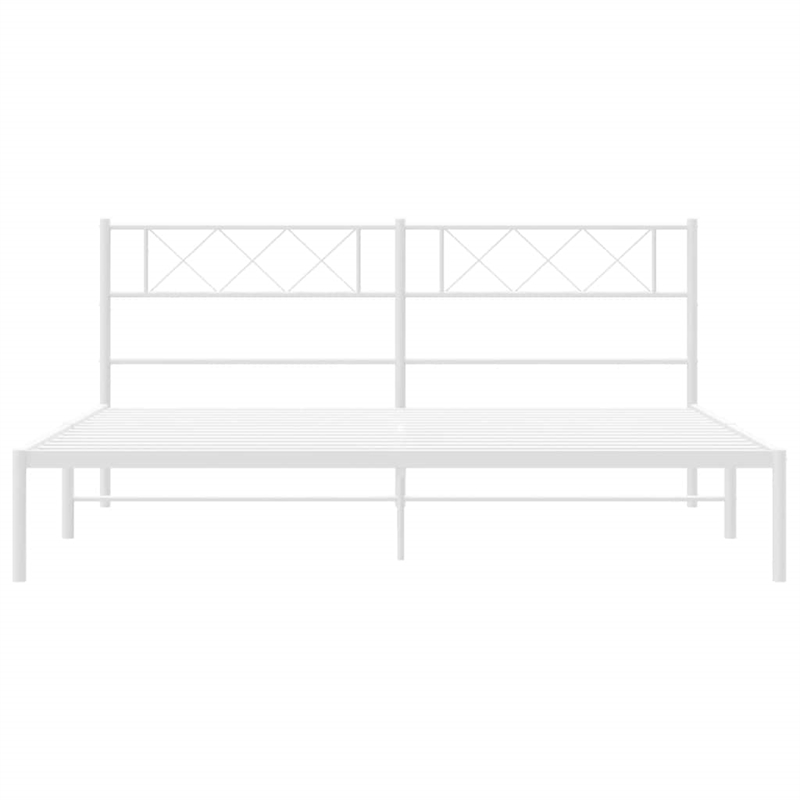 Pemberly Row 72 x 82.9 Black Powder-Coated Stee Bed Frame in White