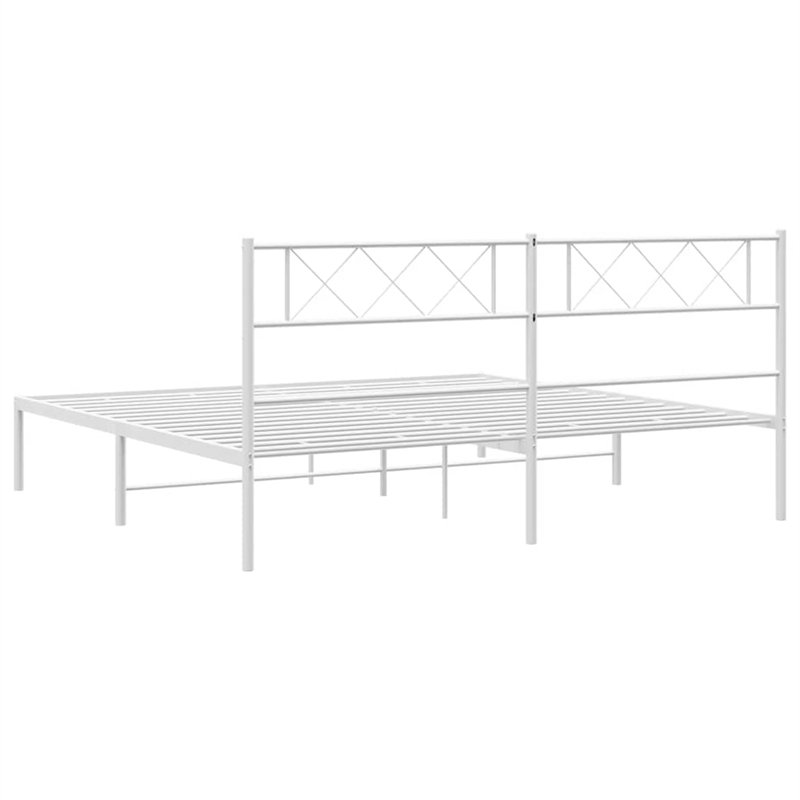 Pemberly Row 72 x 82.9 Black Powder-Coated Stee Bed Frame in White