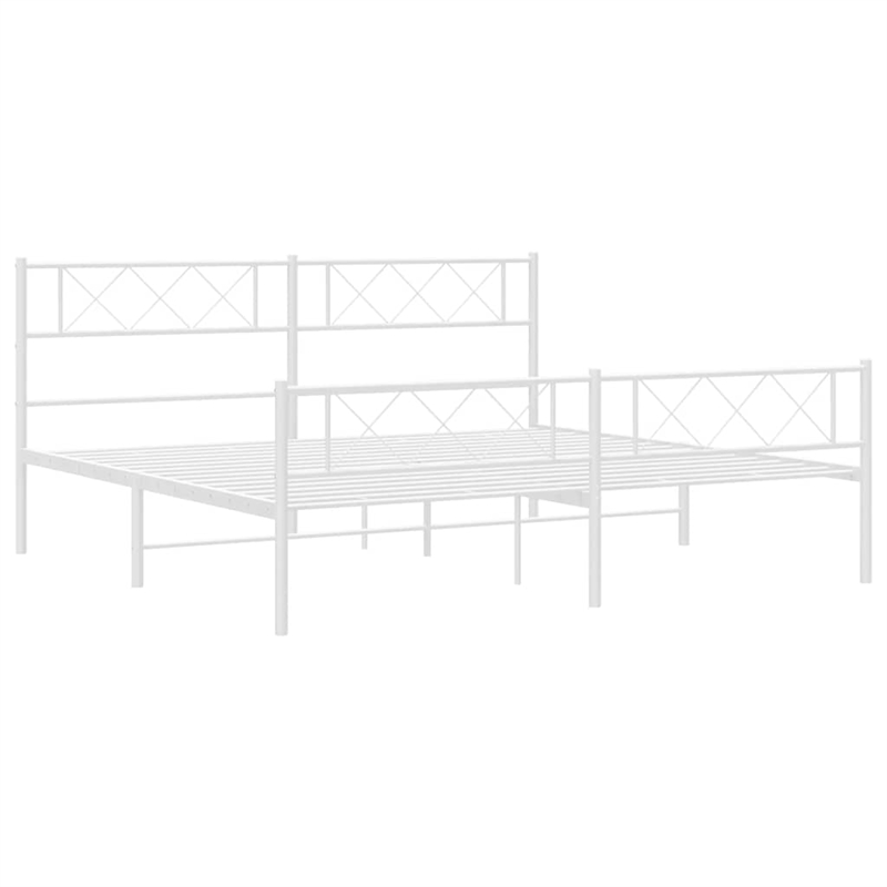 Pemberly Row Contemporary 72 x 84 Powder-coated steel Bed Frame in White