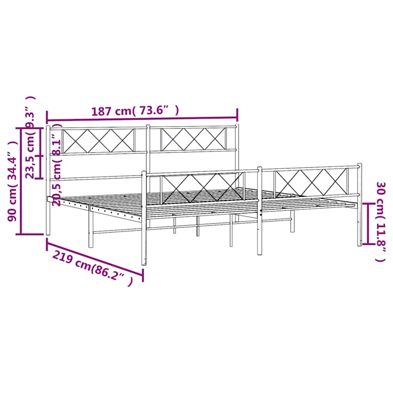 Pemberly Row Contemporary 72 x 84 Powder-coated steel Bed Frame in White