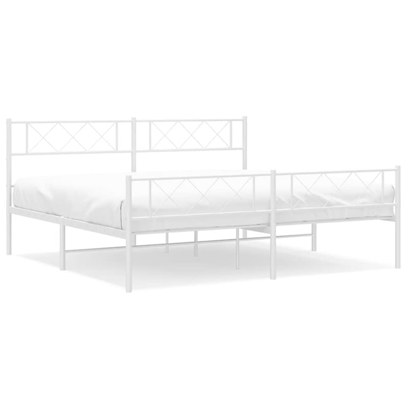Pemberly Row Contemporary 76 x 80 Powder-coated steel Bed Frame in White