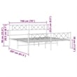 Pemberly Row Contemporary 76 x 80 Powder-coated steel Bed Frame in White