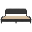 Pemberly Row Engineered Wood Faux Leather Queen Bed Frame in Black