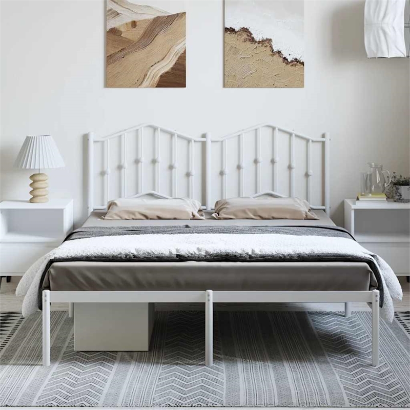 Pemberly Row Contemporary Rectangular 53 x 75 Bed Frame in White