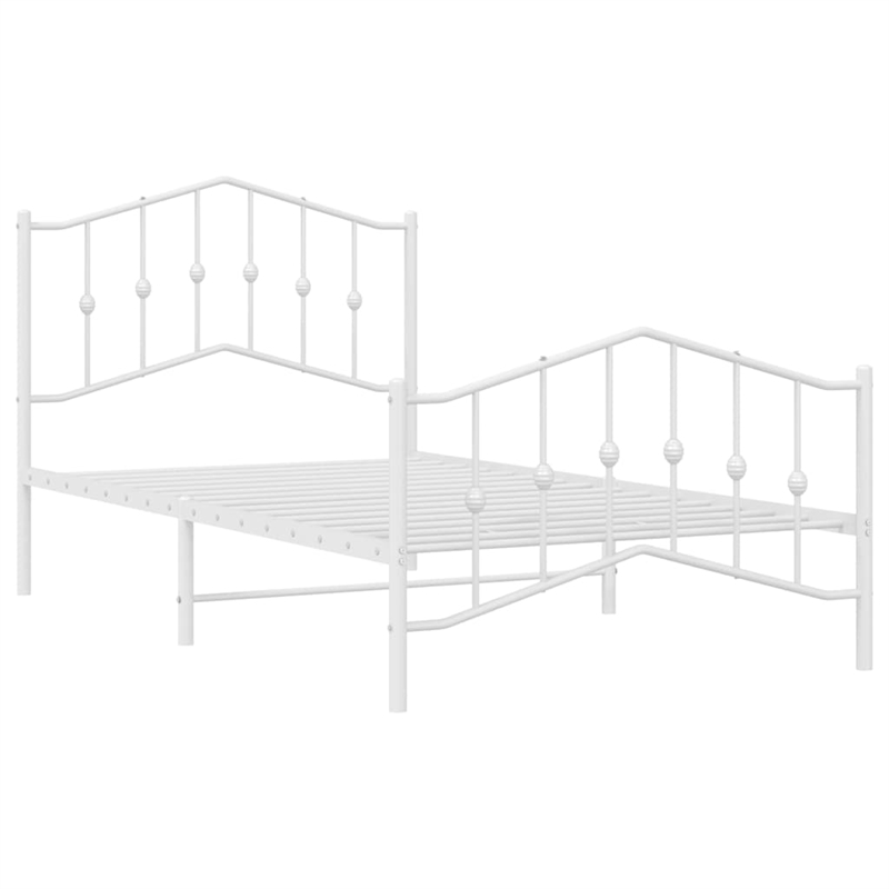 Pemberly Row Rectangular Powder-Coated Steel Twin Bed Frame in White