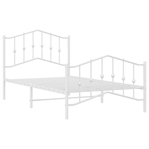 Pemberly Row Rectangular Powder-Coated Steel Twin Bed Frame in White