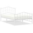 Pemberly Row Rectangular Powder-Coated Steel Twin Bed Frame in White