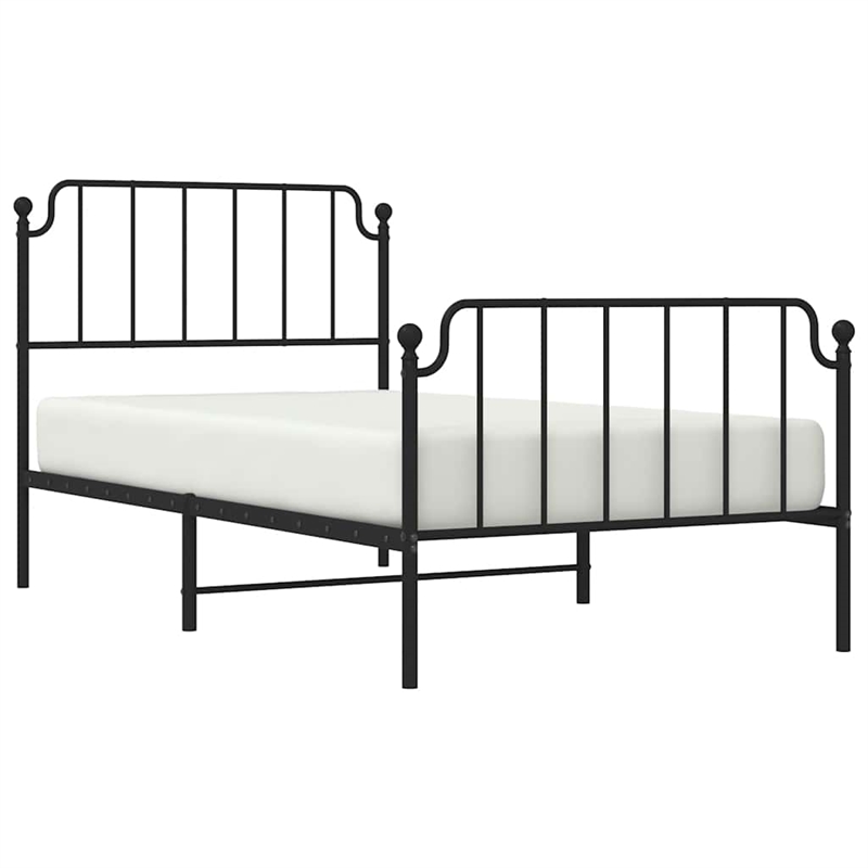 Pemberly Row Contemporary Powder-Coated Steel Twin Bed Frame in Black