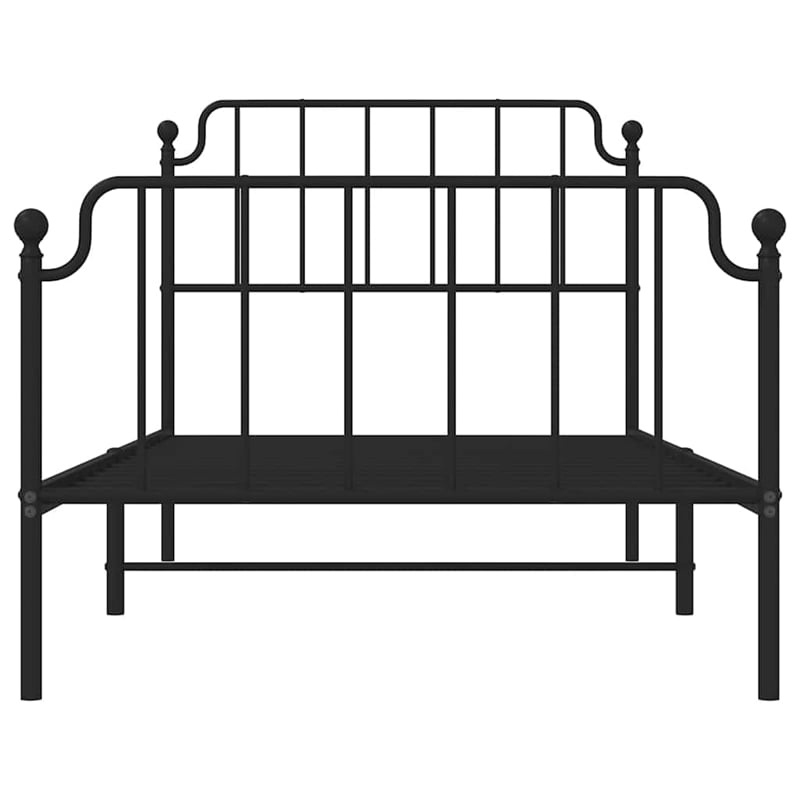 Pemberly Row Contemporary Powder-Coated Steel Twin Bed Frame in Black