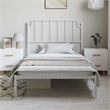 Pemberly Row Contemporary Powder-Coated Steel Single Bed Frame in White