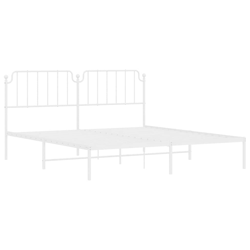 Pemberly Row Powder-Coated Steel Cal King/Double Bed Frame in White