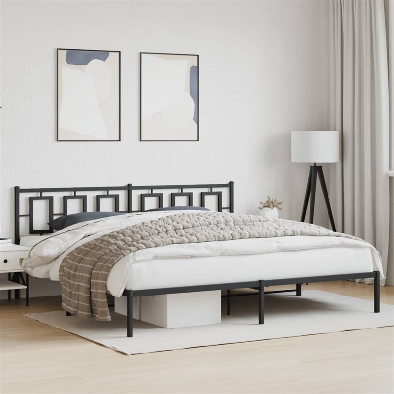 Pemberly Row Rectangular 76.0 x 80.0 Steel Bed Frame in Black