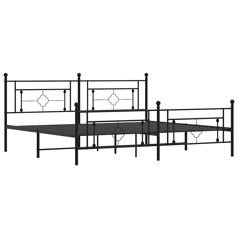 Pemberly Row Rectangular Powder-Coated Steel Full Bed Frame in Black