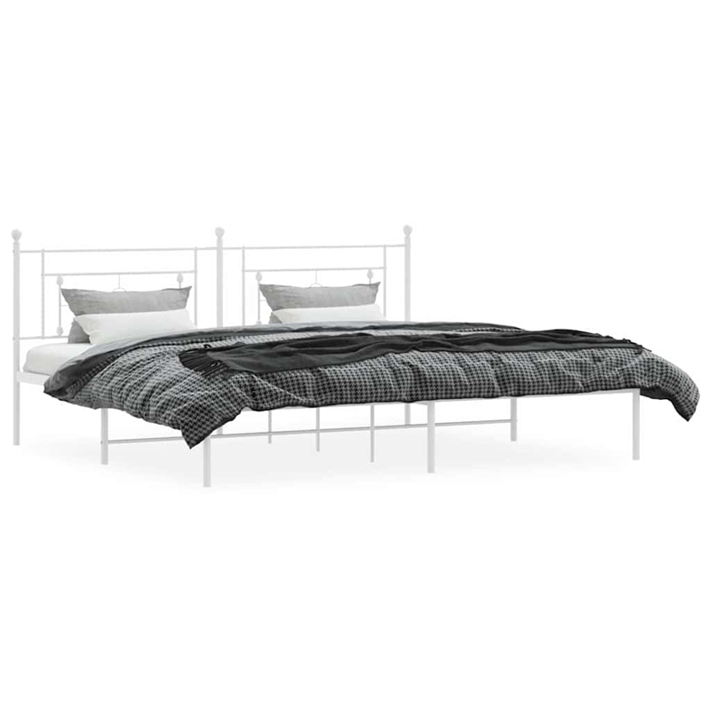 Pemberly Row Powder-Coated Steel King/Double Bed Frame in White