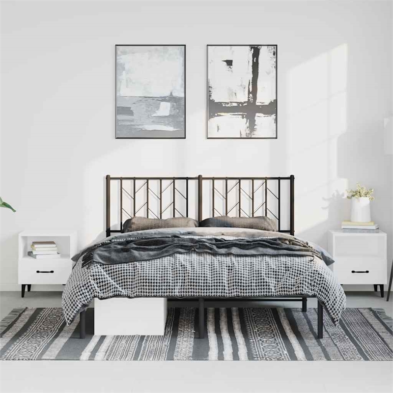 Pemberly Row Powder-Coated Steel King/Double Bed Frame in Black