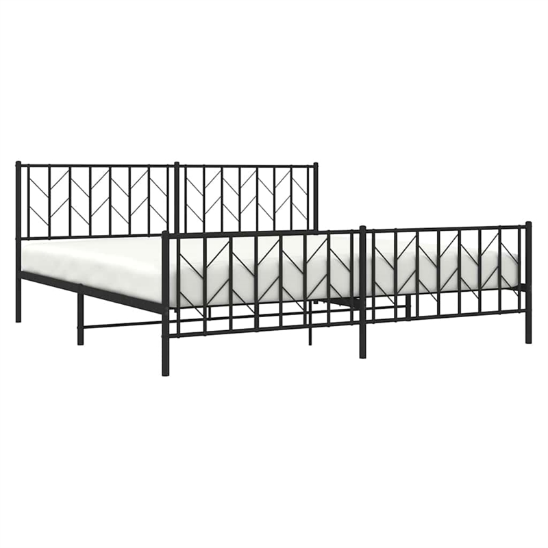 Pemberly Row Powder-Coated Steel King/Double Bed Frame in Black