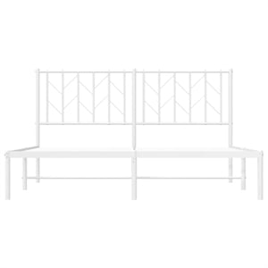 Pemberly Row Modern Rectangular Steel King Bed Frame in White