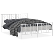 Pemberly Row Modern Rectangular Steel King Bed Frame in White