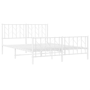 Pemberly Row Modern Rectangular Steel King Bed Frame in White