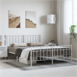 Pemberly Row Modern Rectangular Steel King Bed Frame in White