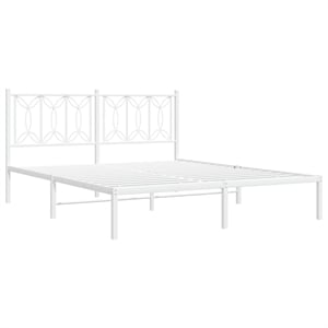 Pemberly Row Modern Rectangular Steel King Bed Frame in White