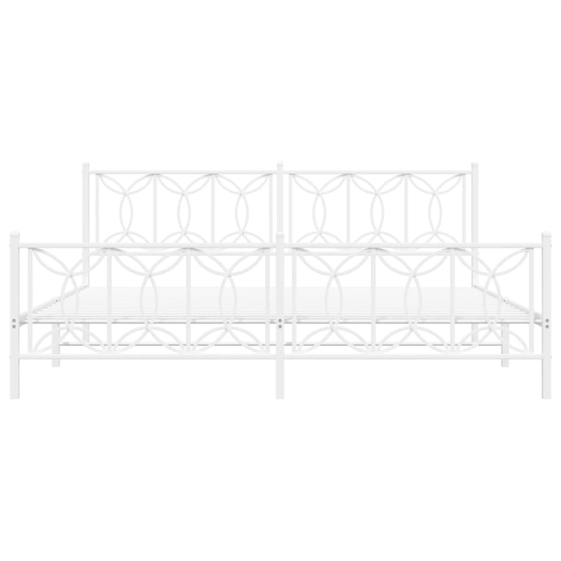 Pemberly Row Contemporary Rectangular Modern 76 x 80 Bed Frame in White