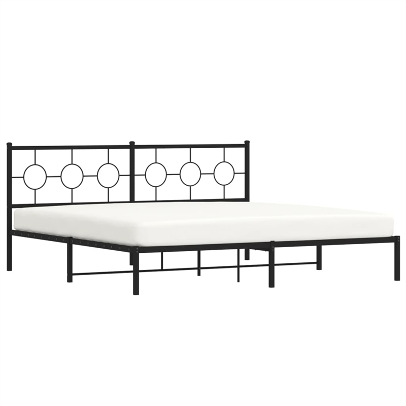 Pemberly Row Powder-Coated Steel King/Double Bed Frame in Black