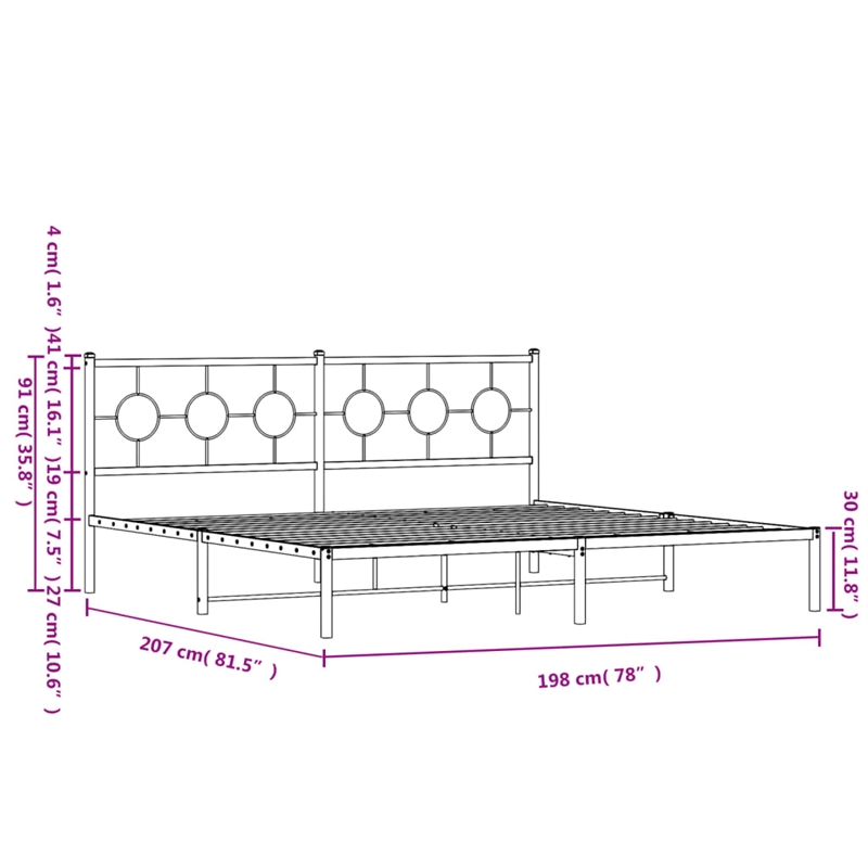 Pemberly Row Rectangular Powder-Coated Steel Full Bed Frame in White
