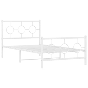 Pemberly Row Rectangular Industrial Steel Twin Bed Frame in White