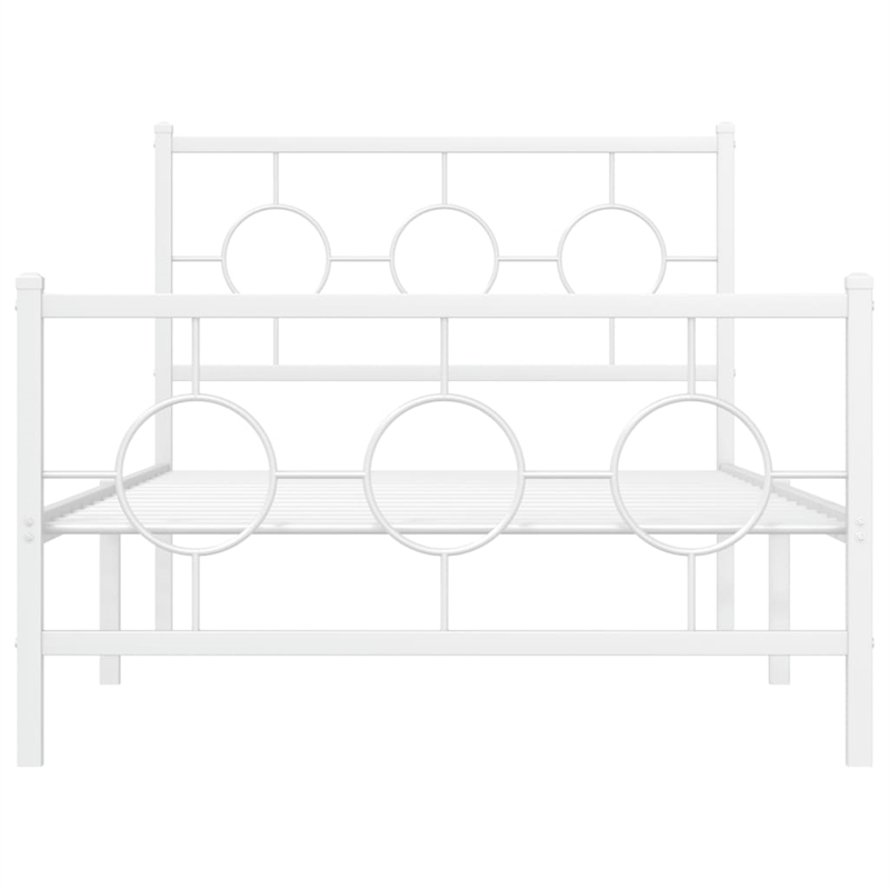 Pemberly Row Rectangular Industrial Steel Twin Bed Frame in White