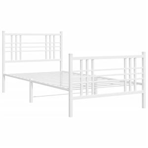 Pemberly Row Contemporary Rectangular Steel Single Bed Frame in White